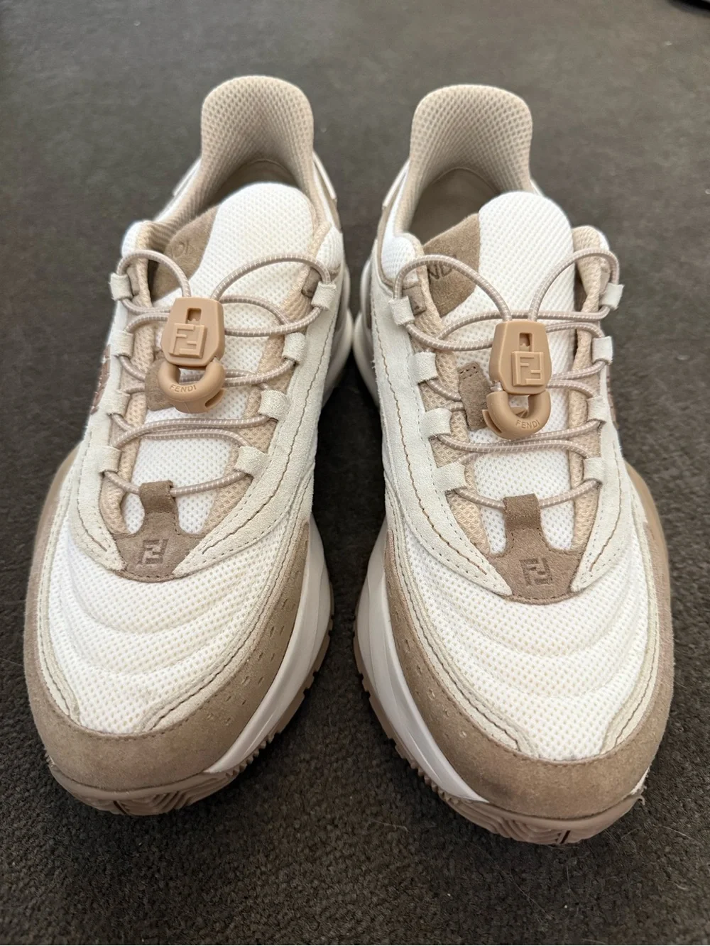 Fendi Women's Cream & White Chunky Mesh Sneaker